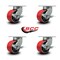 Service Caster 6'' Heavy Duty Red Poly on Cast Iron Swivel Caster Set with Brakes, 4PK CRAN-SCC-KP92S630-PUR-RS-SLB-4 - alternate 4